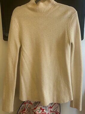 Theory Cashmere Mock Neck Sweater Cream